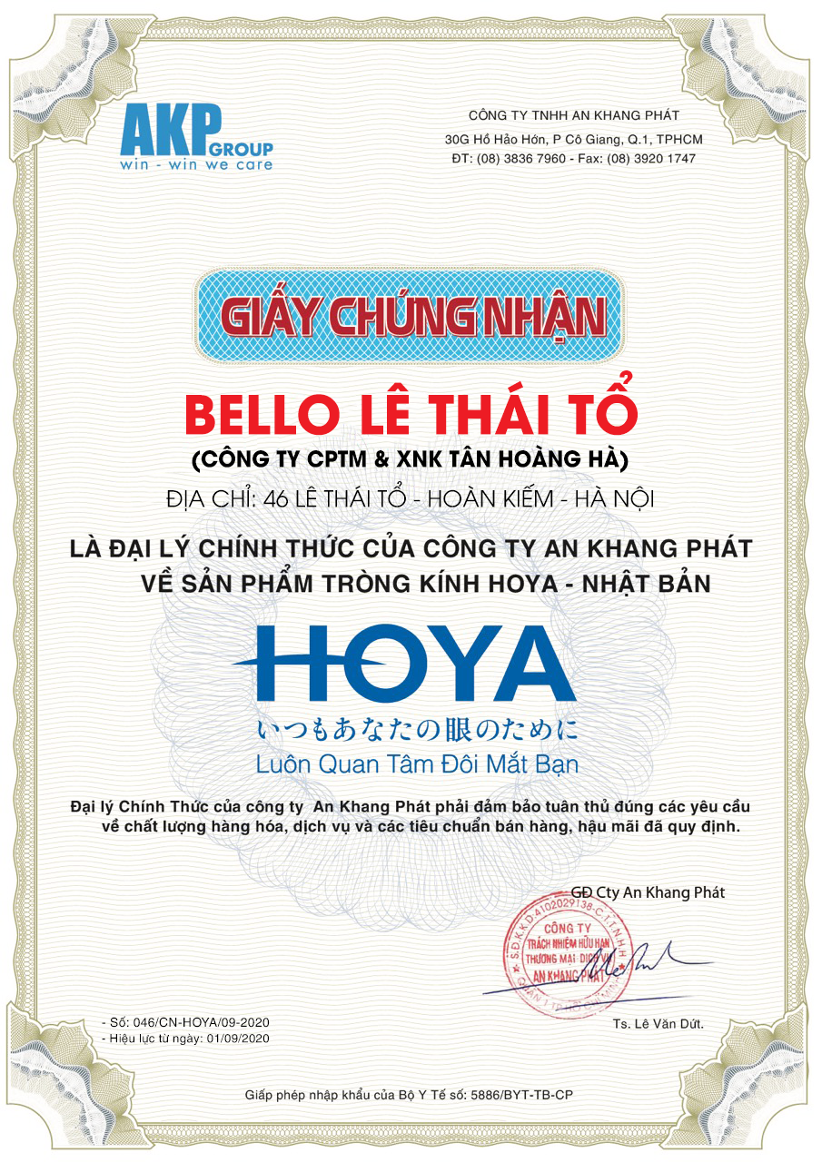 phân phối chính hãng của tròng kính Hoya tại Việt Nam