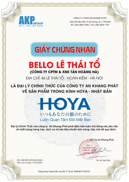 Cửa hàng Tròng kính, mắt kính HOYA chính hãng tại Hà Nội