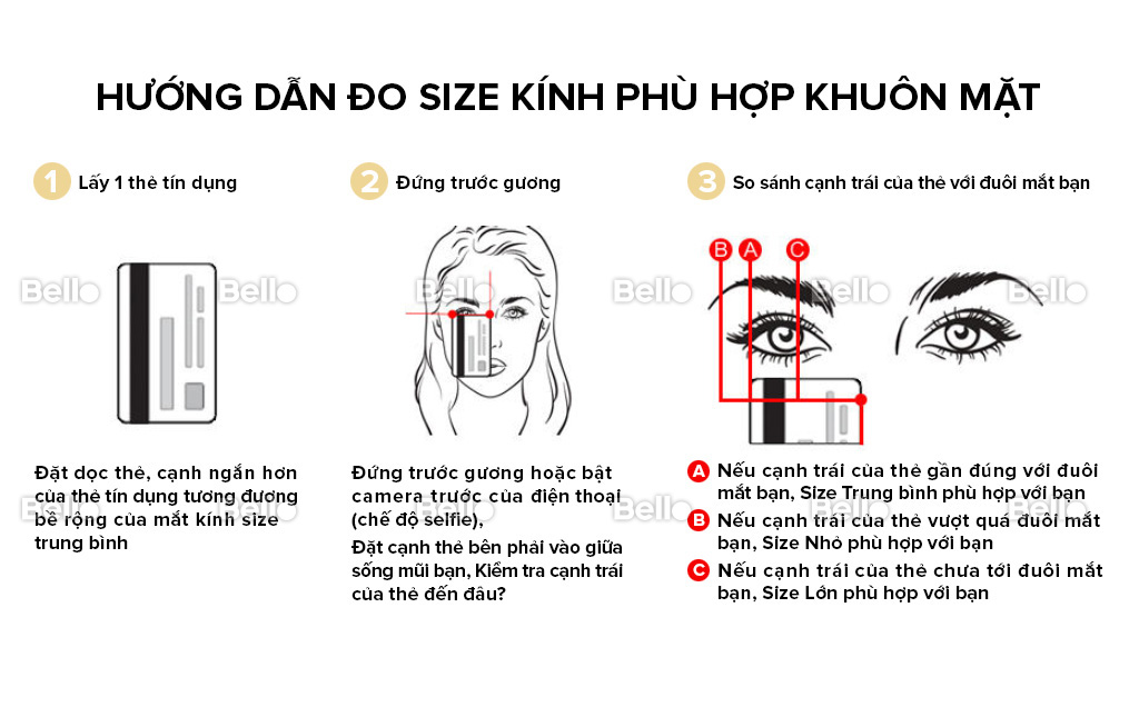 Hướng dẫn lựa chọn size kính mát, kính thuốc Ray-ban phù hợp khuôn mặt –  Bello