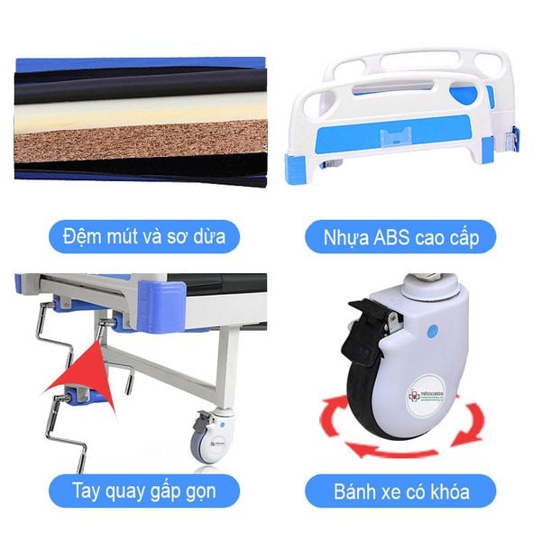 giường bệnh nhân 5 tay quay akiko a85