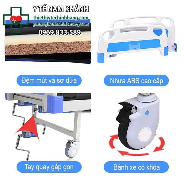 giường bệnh nhân 2 tay quay NKT-02