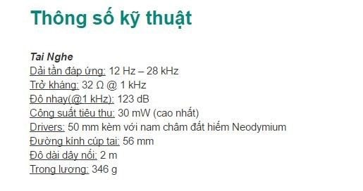 Thông số kỹ thuật