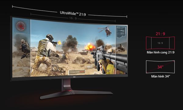Màn hình cong 34" với tỷ lệ khung hình 21:9