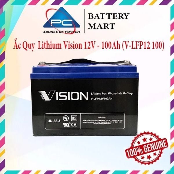 Ắc Quy Lithium VISION V-LFP12100 12.8V-100Ah
