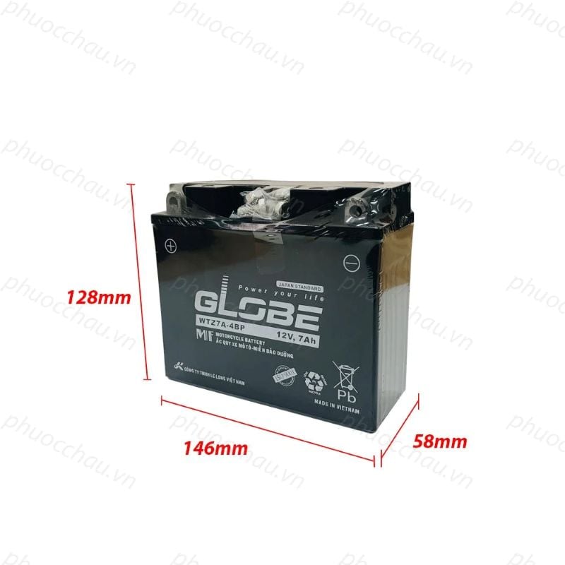 Ắc Quy Khô GLOBE WTZ7A-4BP 12V-7AH