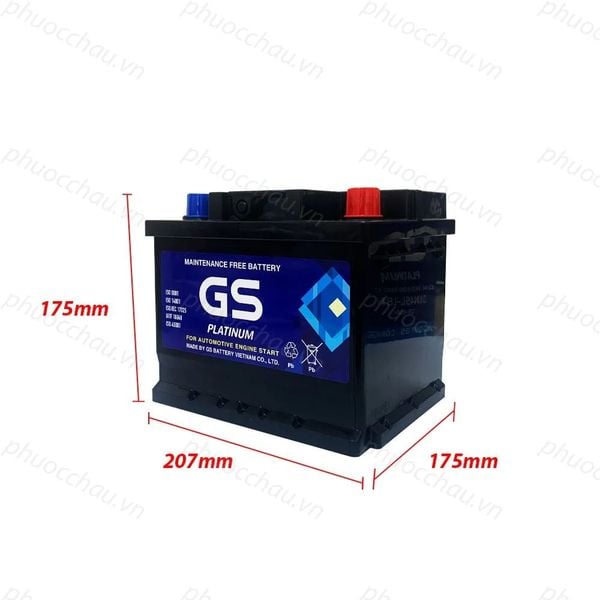 Kích thước Ắc quy GS MF DIN45-LBN