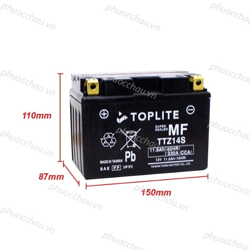 Ắc quy Toplite TTZ14S (12V – 11.2Ah) tại Phước Châu