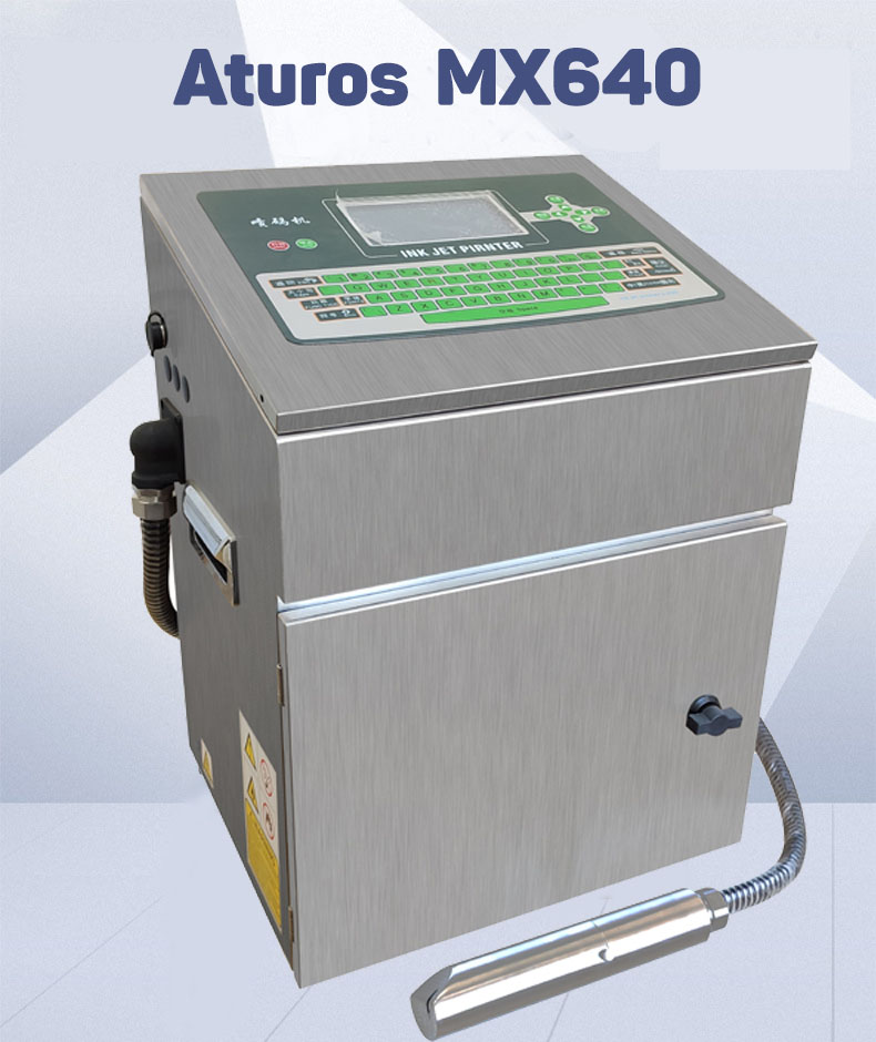 Hệ thống máy in phun date tự động công nghiệp Aturos MX640 (Bao gồm băng tải)