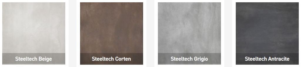 Bộ sưu tập Steeltech thuộc dòng gạch vân kim loại được ứng dụng sáng tạo với bốn sắc thái vân kim loại