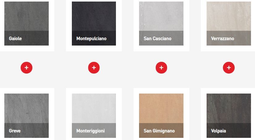 Bộ sưu tập Terre Toscane thiết kế với 8 gam màu của vân đá