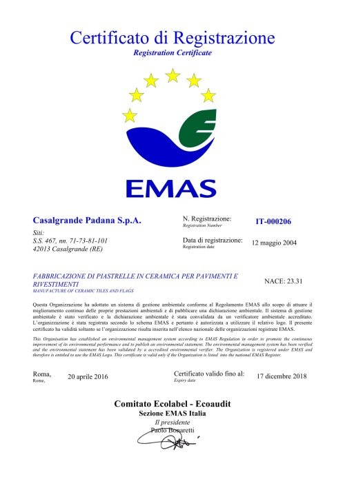 certificato emas 2016