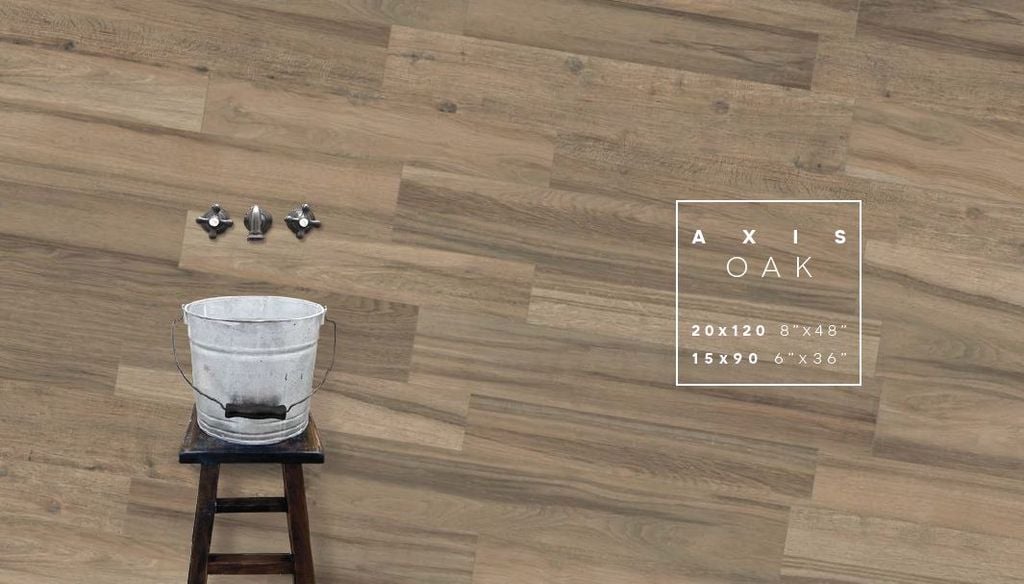 Gam màu trung tính Axis Oak nâu xám thường được sử dụng cho các khu vực hành lang dẫn bộ cần sự di chuyển nhiều