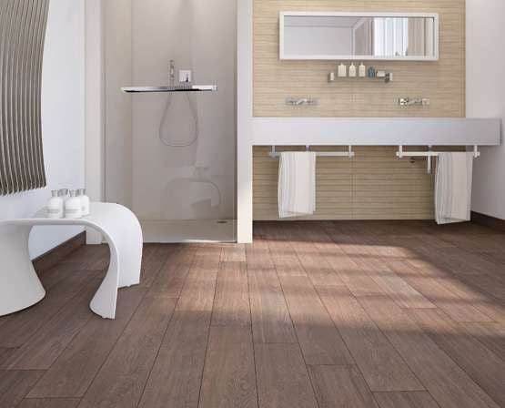 Sự kết hợp của Newood nâu và gạch trang trí