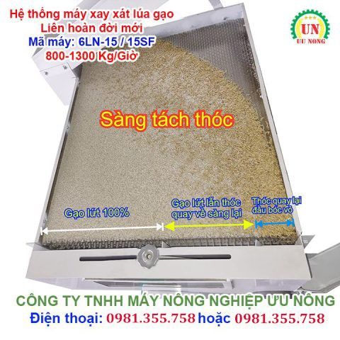 Máy xay xát lúa gạo liên hoàn 6LN-15 / 15SF sàng tách thóc thiết kế hiện đại