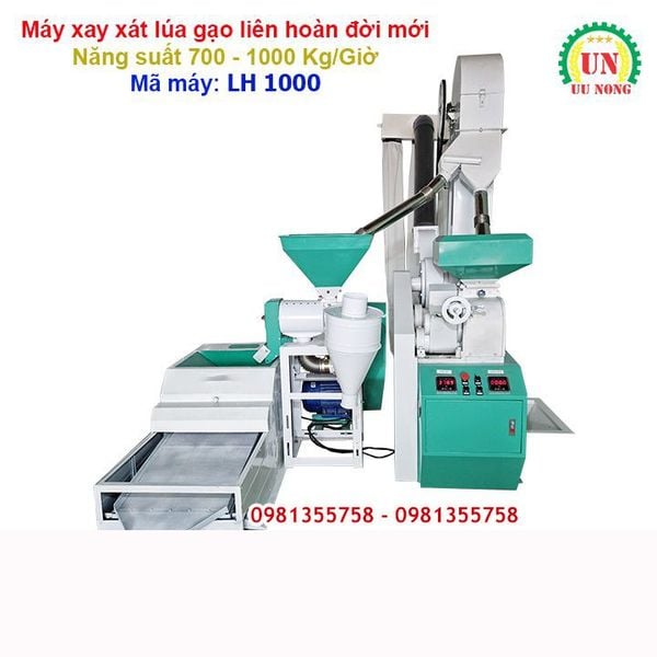 Máy xát lúa gạo liên hoàn LH 1000 sử dụng động cơ có công suất 12,8 kw