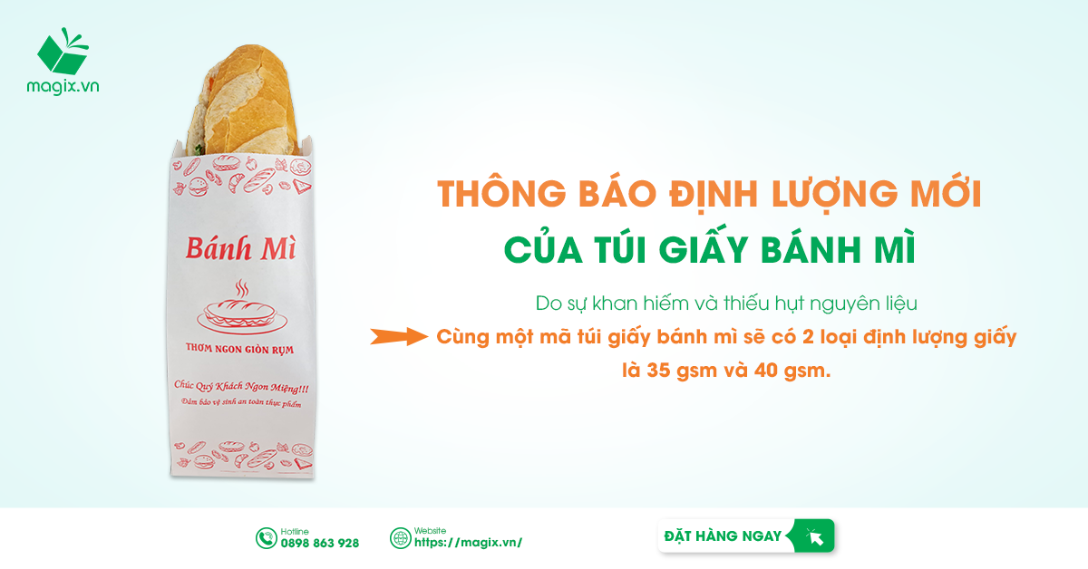 Thông Báo Định Lượng Mới Của Túi Bánh Mì