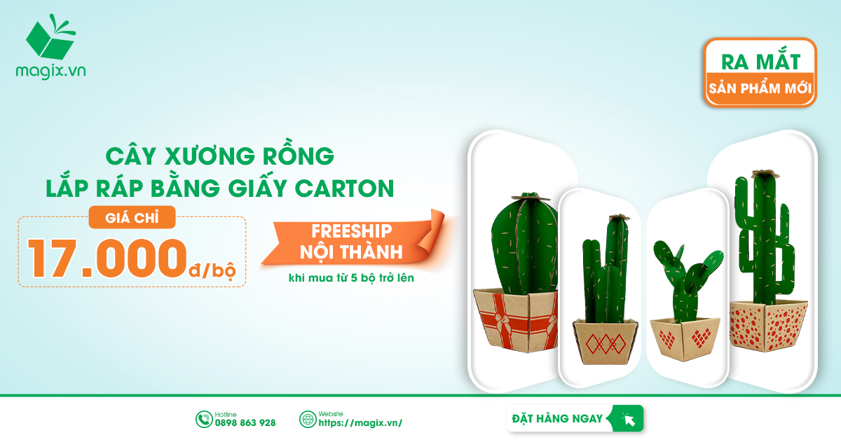 [Ra Mắt Sản Phẩm Mới] Cây Xương Rồng Lắp Ráp Bằng Giấy Carton