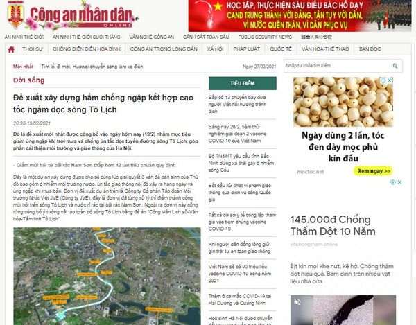 [BÁO CÔNG AN NHÂN DÂN] Đề xuất xây dựng hầm chống ngập kết hợp cao tốc ngầm dọc sông Tô Lịch