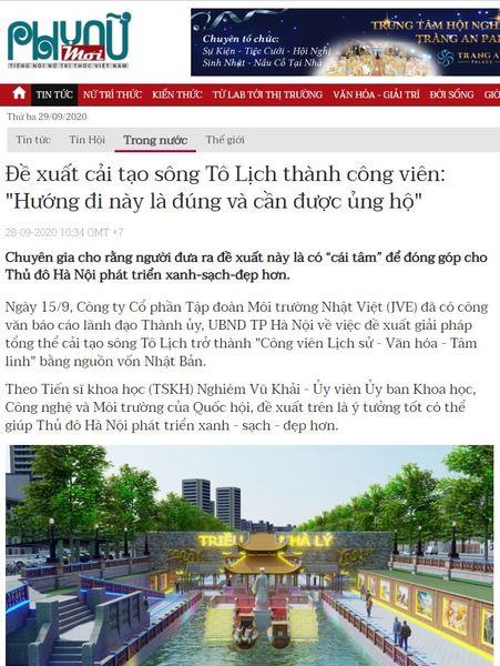 [BÁO PHUNUMOI.NET.VN] Đề xuất cải tạo sông Tô Lịch thành công viên: 