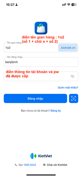 Hướng dẫn truy cập KIOT bằng APP