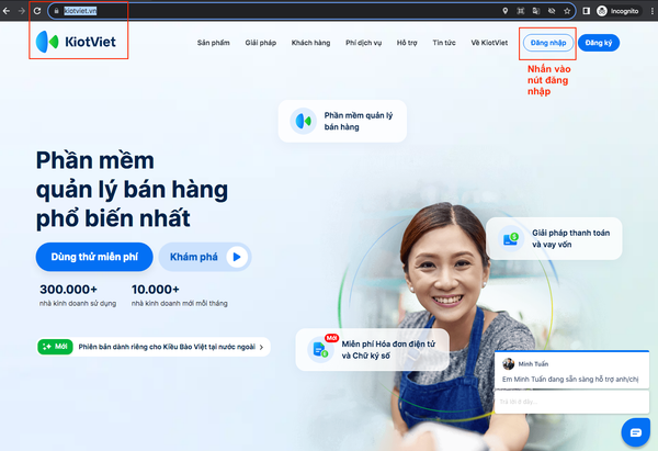 Hướng dẫn đăng nhập tài khoản KIOT bằng trình duyệt web