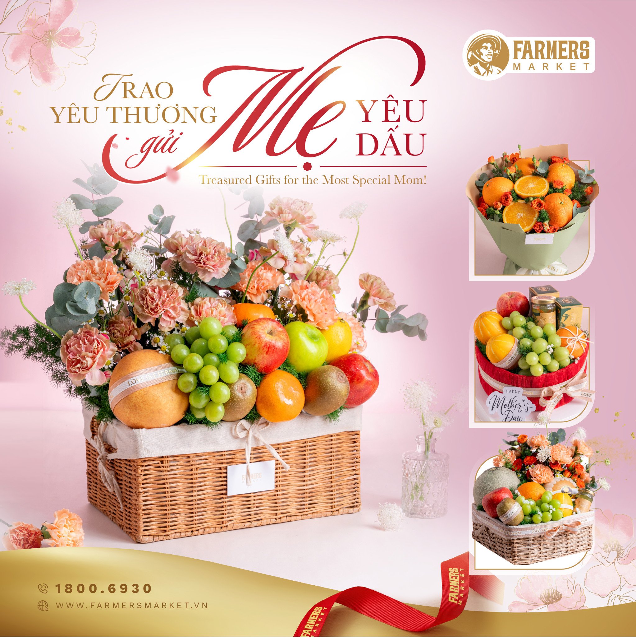 Tặng Mẹ Giỏ Quà Trái Cây và Hoa Tươi