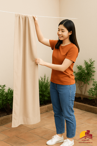 Hướng dẫn tự tháo và giặt rèm vải trơn tại nhà đơn giản và hiệu quả