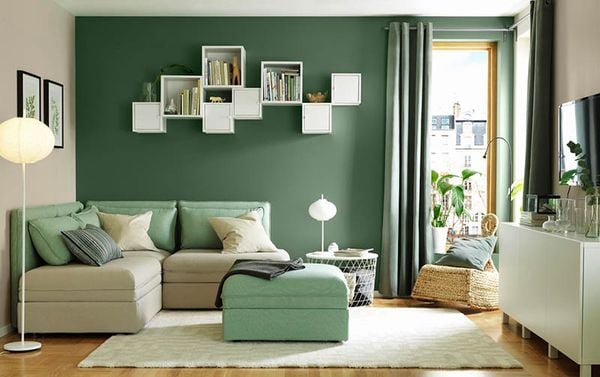 Màu rèm nằm trong color với tường và cỗ Sofa – Sự kết hợp trả hảo