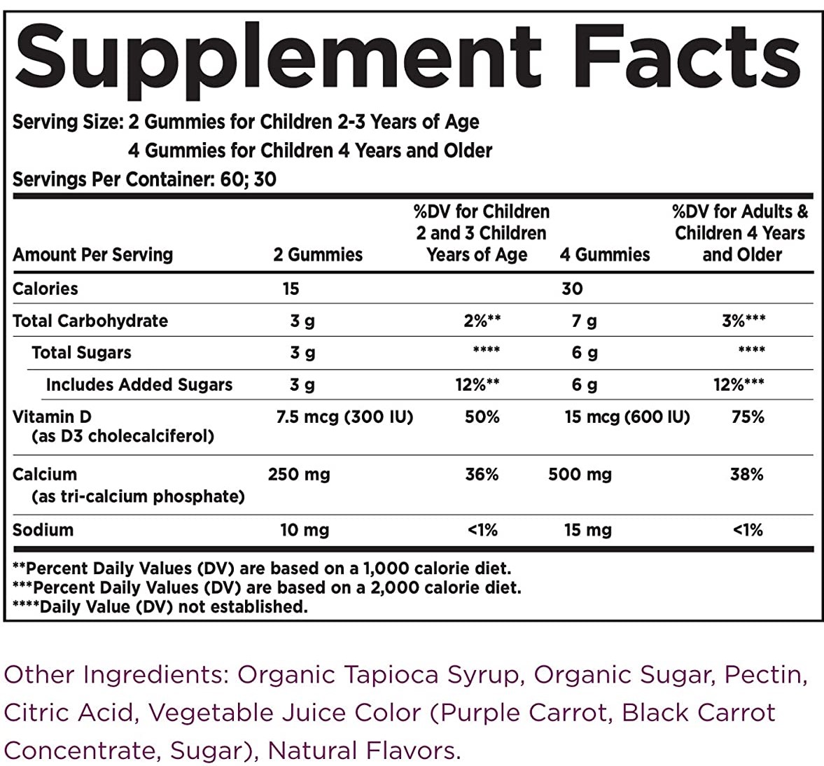 Solgar-U-Cubes-Children's-Calcium-with-Vitamin-D3-120 Gummies-nutrition-fact-gymstore