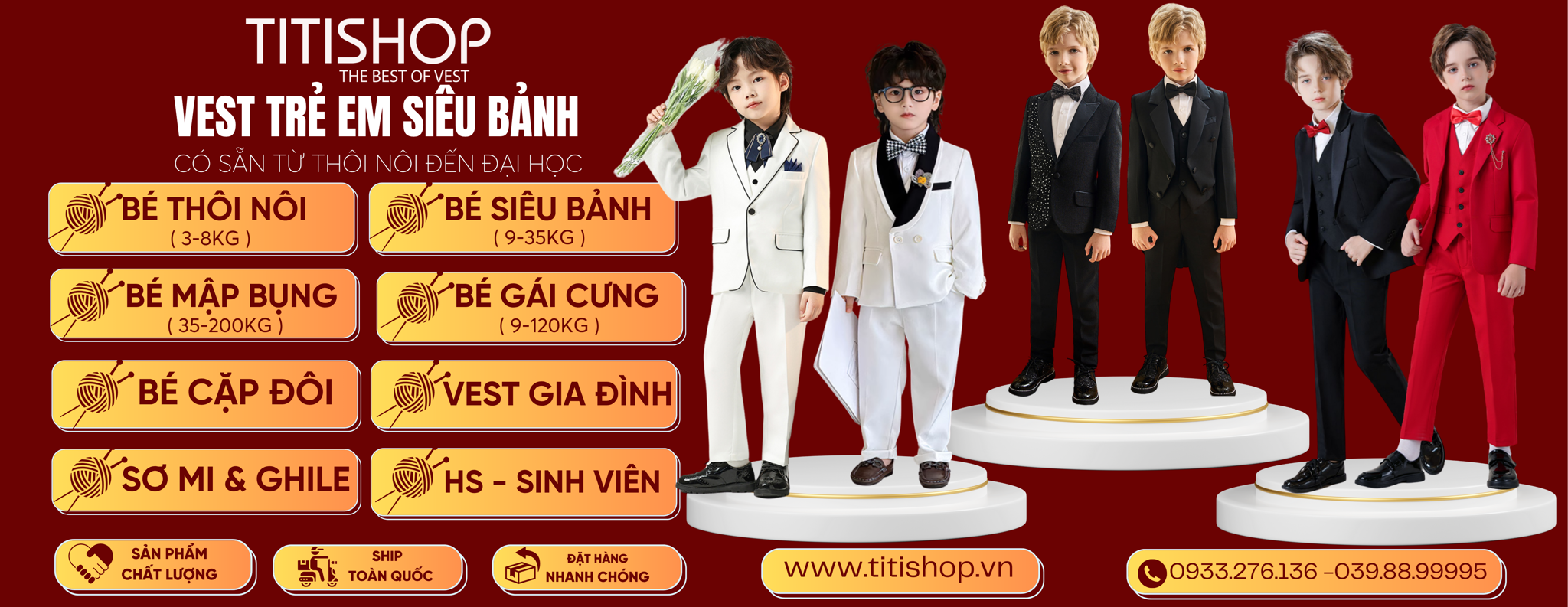 Vest Bé Trai Mập 35-73kg