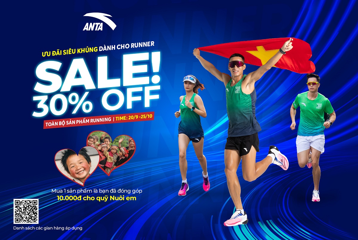 ANTA GIẢM 30% TOÀN BỘ SẢN PHẨM RUNNING CHO RUNNER THAM DỰ VPBANK MARATHON & LONGBIEN MARATHON 2023