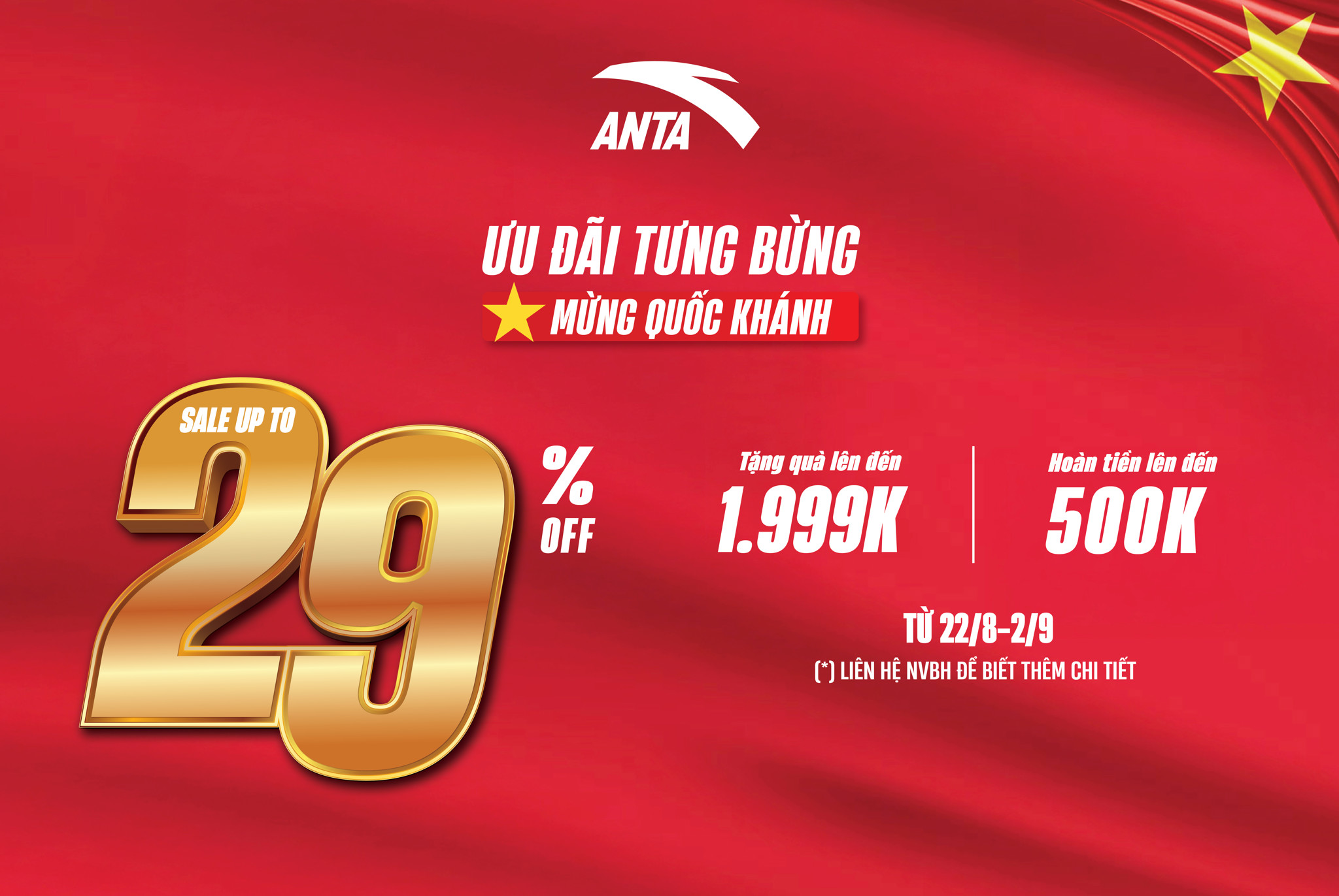 ANTA ƯU ĐÃI RỰC RỠ - GIẢM SỐC QUÀ NGẦU MỪNG ĐÓN 80 NĂM QUỐC KHÁNH