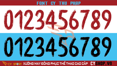 FONT SỐ THƯ PHÁP IN ÁO BÓNG ĐÁ