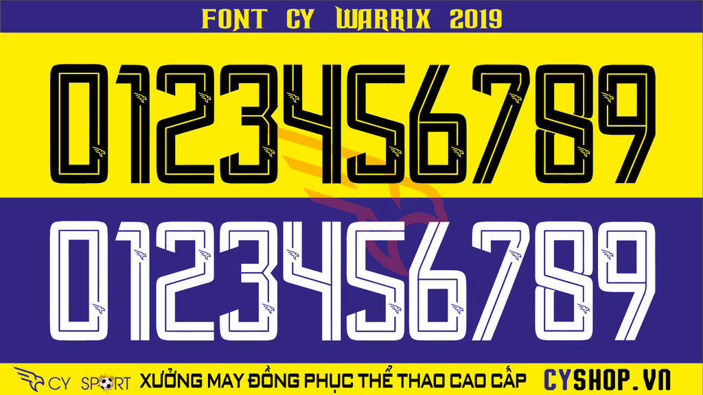 NUMBER FONT WARRIX 2019