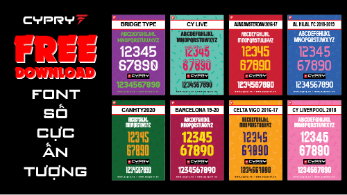 FREE DOWNLOAD 50 FONT SỐ IN ÁO BÓNG ĐÁ ẤN TƯỢNG