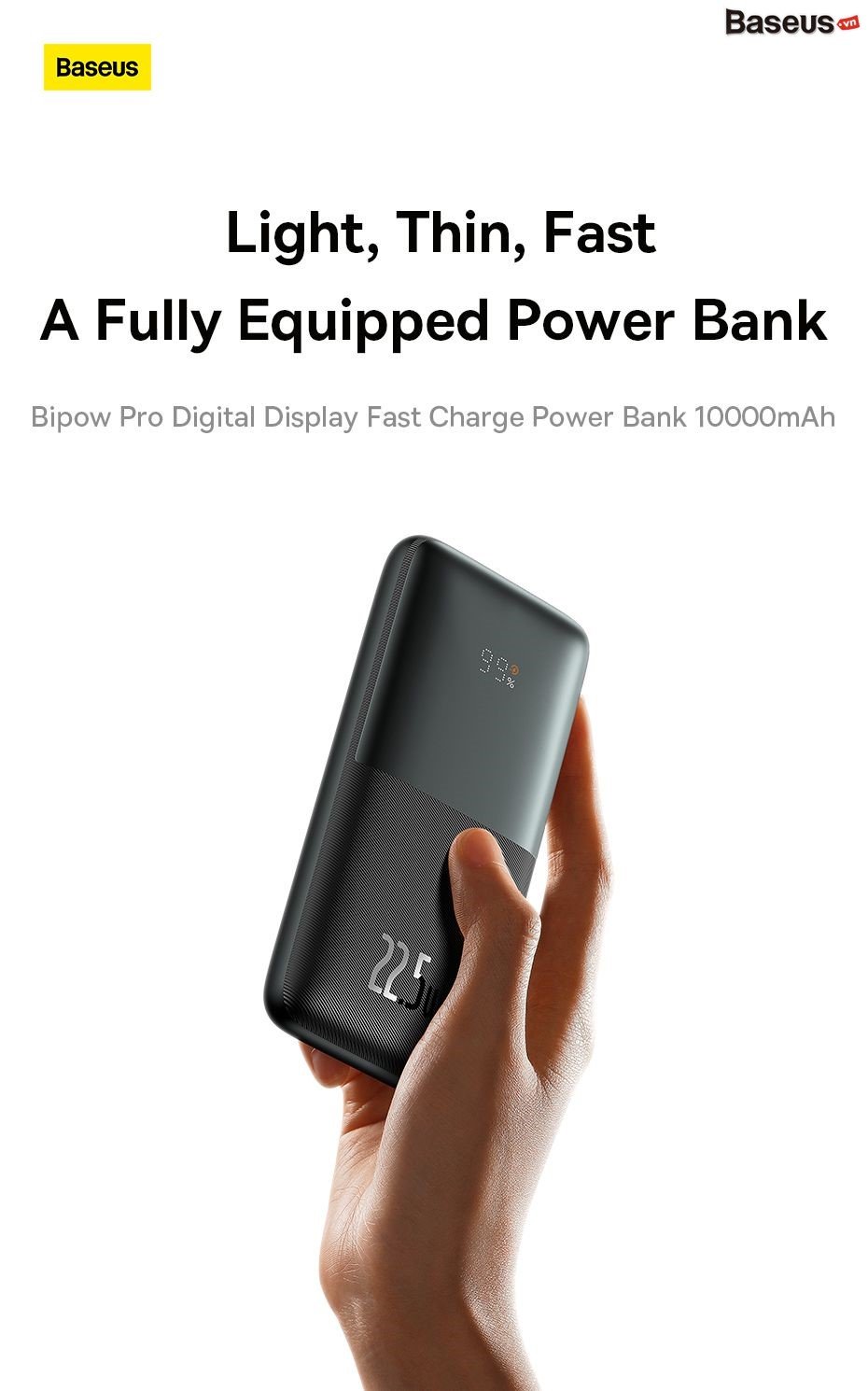 Baseus Bipow 10000mAh Quick Charging 15W Digital Display Power Bank – CUBE