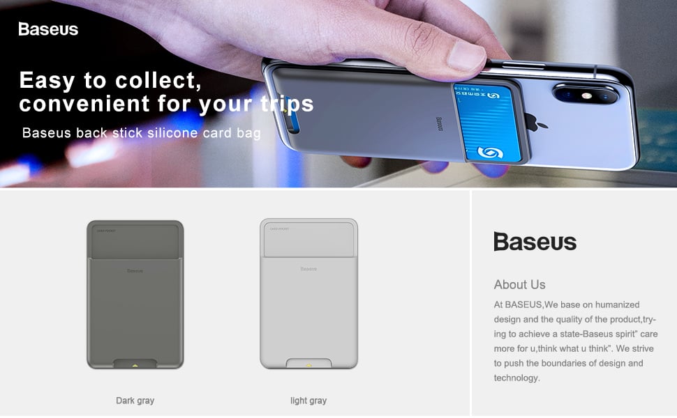 Case đựng thẻ Baseus siêu mỏng dùng gắn lưng điện thoại Baseus Back Stick Silicone Card Bag