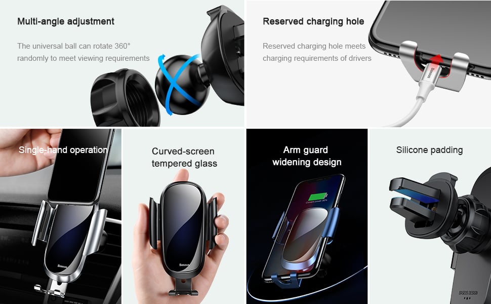 Bộ đế giữ điện thoại khóa tự động cho xe hơi Baseus Future Gravity Car