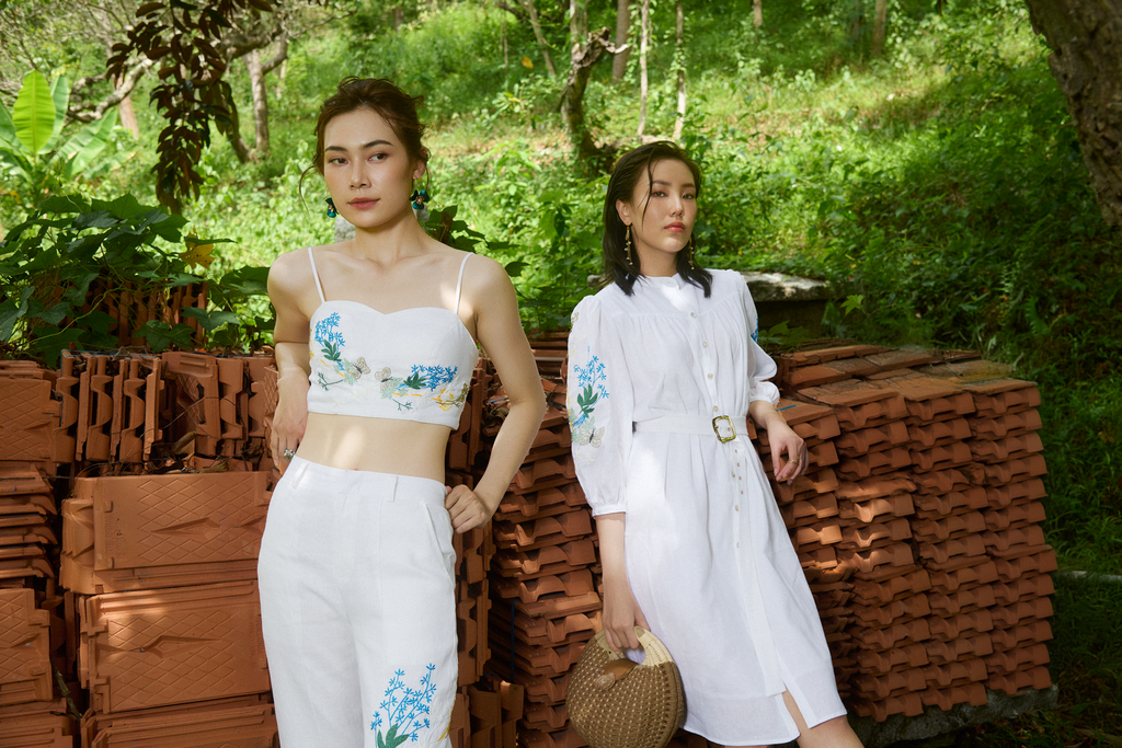 Đầm linen thêu tay mơ | Thời trang bền vững Hity