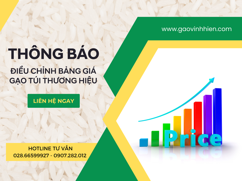 [THÔNG BÁO] VỀ VIỆC ĐIỀU CHỈNH GIÁ GẠO TÚI THƯƠNG HIỆU