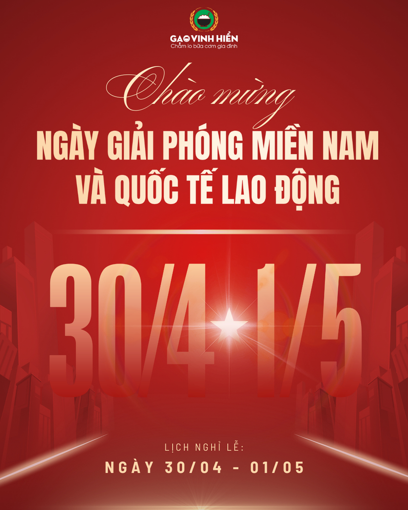 THÔNG BÁO NGHỈ LỄ 30/04 - 01/05/2025