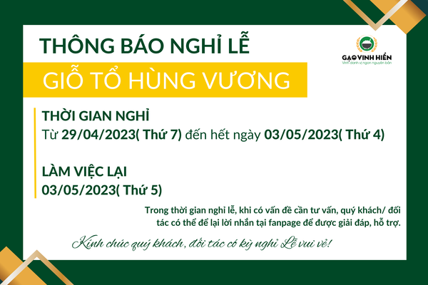 [Thông Báo] Lịch Nghỉ Giỗ Tổ của CTY CP Vinh Hiển Farm
