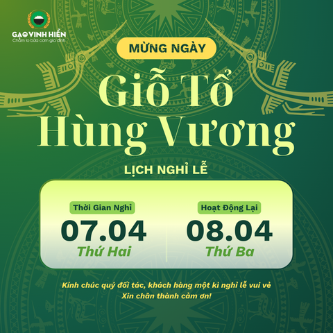 [Thông Báo] LỊCH NGHỈ LỄ GIỖ TỔ HÙNG VƯƠNG - CÔNG TY CỔ PHẦN VINH HIỂN FARM
