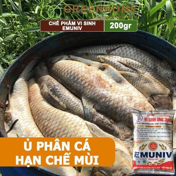 Chế Phẩm Vi Sinh EM Greenhome, Emuniv, Gói 200gr, Dùng Ủ Phân Bón Hữu Cơ, Xử Lý Rác Thải Gia Đình, Phân Huỷ Nhanh, Ngăn Mùi Hôi