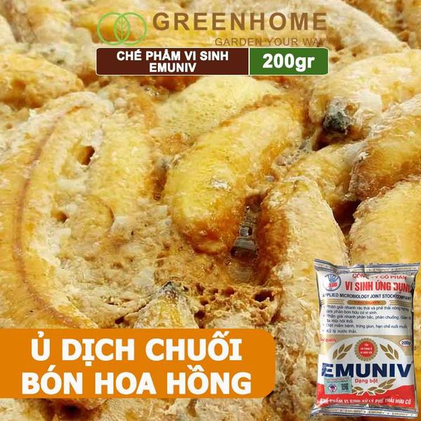 Chế Phẩm Vi Sinh EM Greenhome, Emuniv, Gói 200gr, Dùng Ủ Phân Bón Hữu Cơ, Xử Lý Rác Thải Gia Đình, Phân Huỷ Nhanh, Ngăn Mùi Hôi