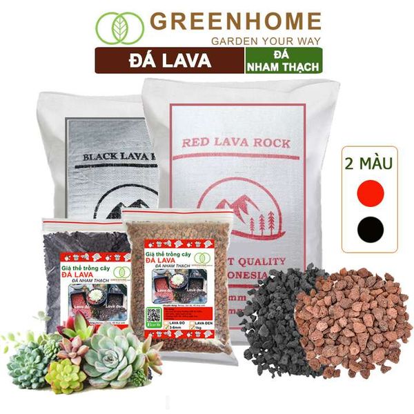 Đá Lava, nham thạch, màu đỏ, đen, size 3-5mm, sạch bụi, cho thủy sinh, bonsai, sen đá |Greenhome