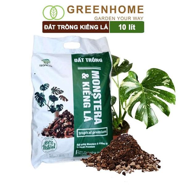 Đất trồng Monstera, kiểng lá, bao 10 lít (3kg), giá thể trộn sẵn, đầy đủ chất Tropical Premium |Greenhome