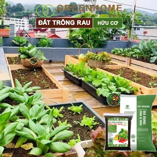 Đất trồng rau Organic, bao 2kg, hữu cơ, đầy đủ dinh dưỡng không cần bổ sung thêm phân bón |Greenhome