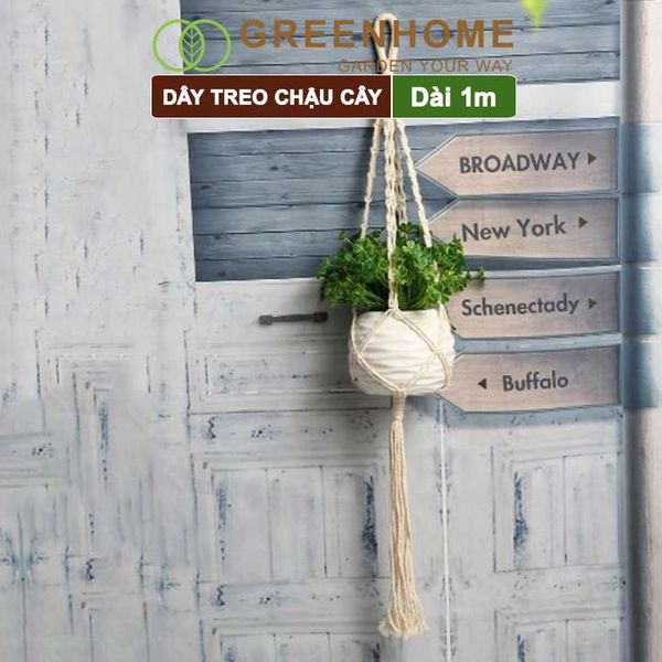 Dây treo chậu cây, dài 1m, sợi cotton đan thủ công, tinh tế, thẩm mỹ cao, phù hợp với các loại chậu |Greenhome