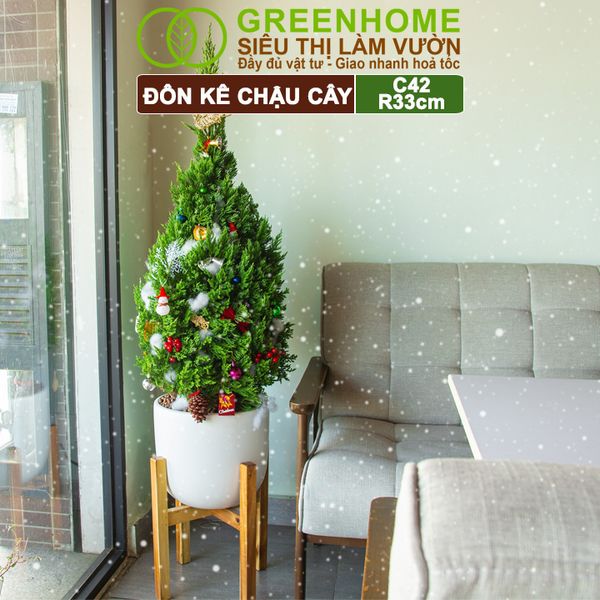 Đôn Kê Chậu Cây Greenhome, C42xr30cm, Đôn Gỗ Tràm Siêu Cứng, Lắp Đặt Dễ Dàng, Tăng Tính Thẩm Mỹ Chậu Cây Cảnh Nội, Ngoại Thất